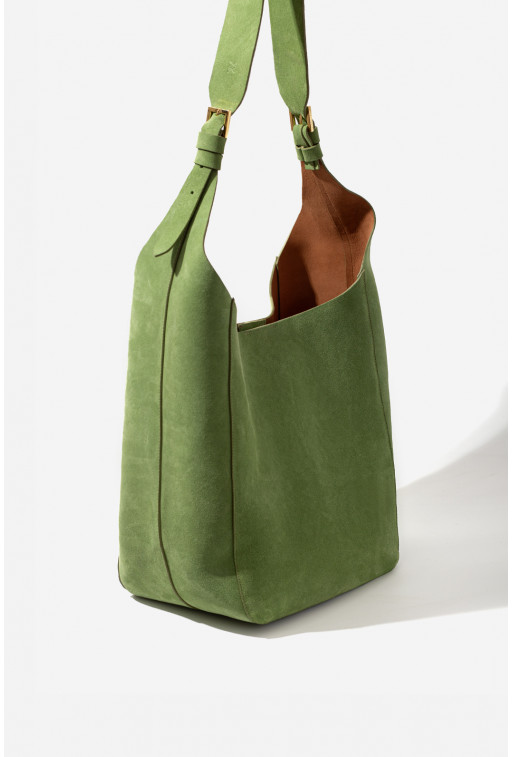 Tasha green suede leather hobo-bag