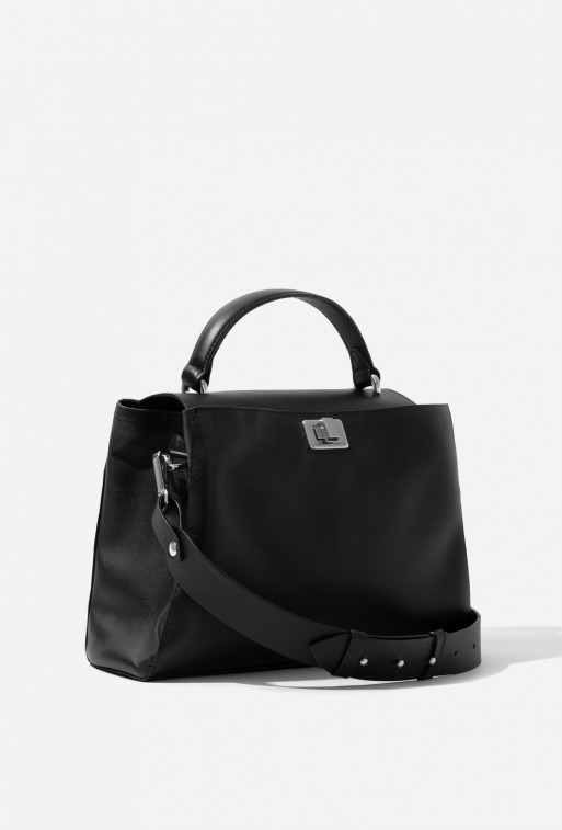 Erna Soft black leather
bag /silver/
