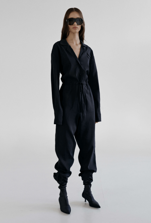 Black jumpsuit with long sleeves
