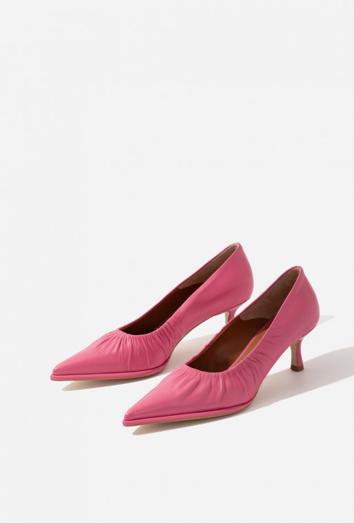 Lusy pink leather pumps / 5cm/