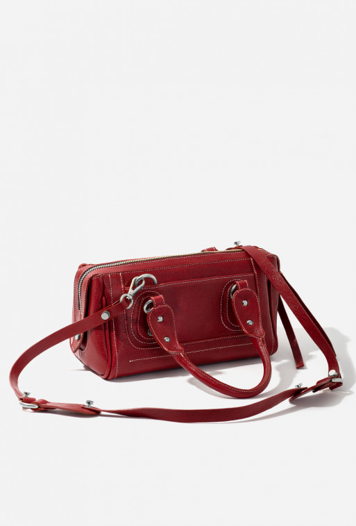 Donna red leather bag /silver/