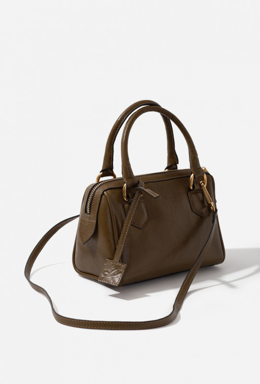 Drew dark brown patent leather bag /gold/