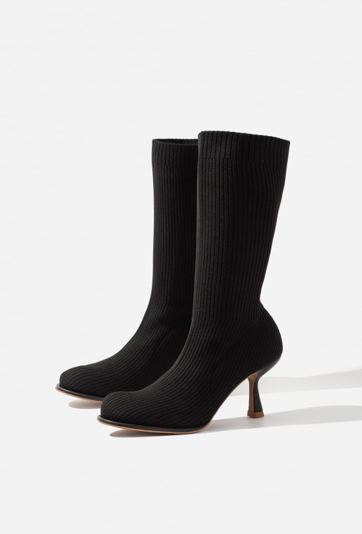 Blanca black knit ankle boots