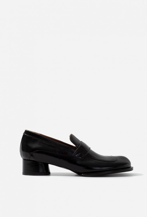 Black leather Greta loafers