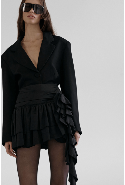 Black mini skirt with drape