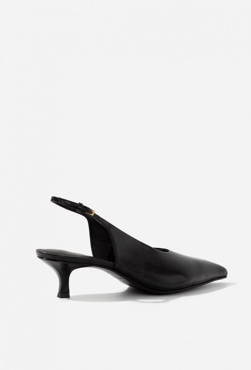 Darcy black leather slingback shoes /4 cm/