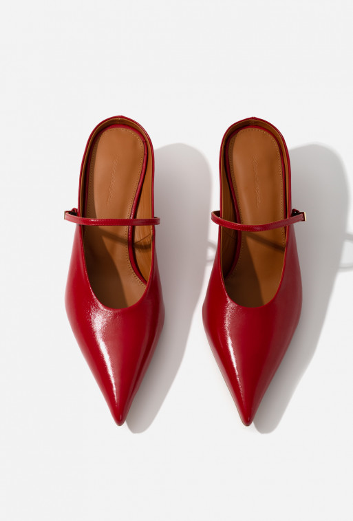 Rachel red leather mules