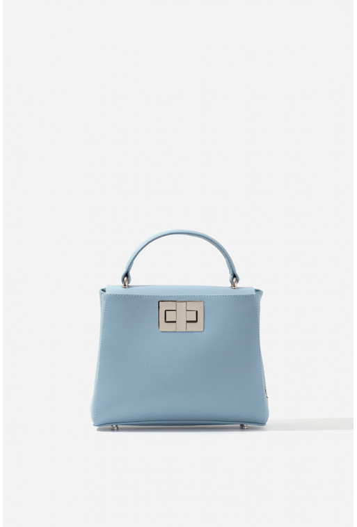 Erna mini New blue leather bag /silver/