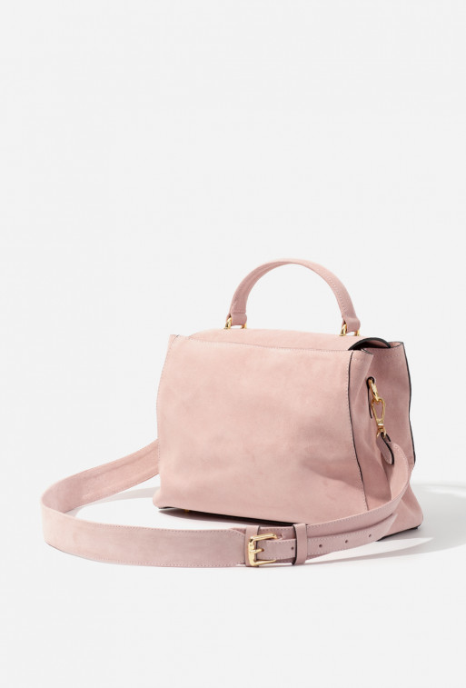 Erna Soft New pink suede bag /gold/