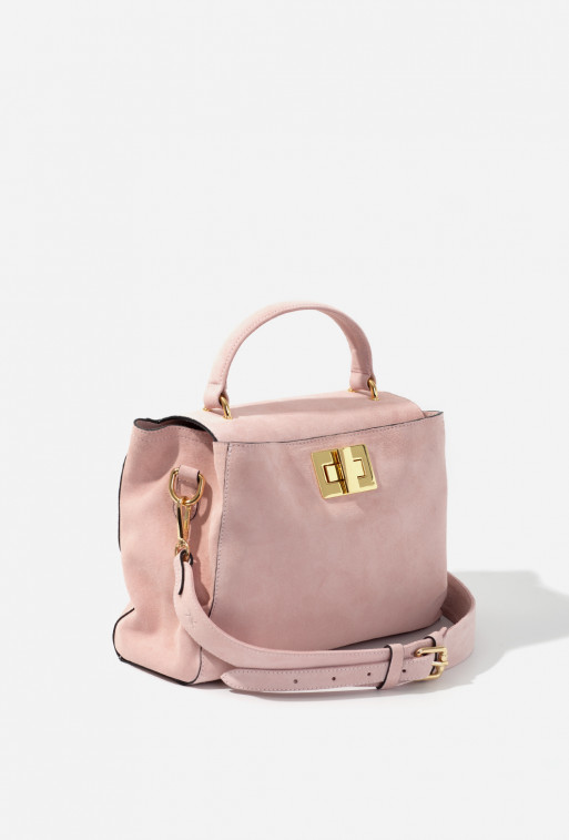 Erna Soft New pink suede bag /gold/