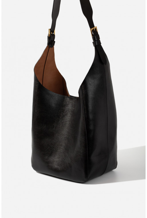 Tasha black leather hobo-bag