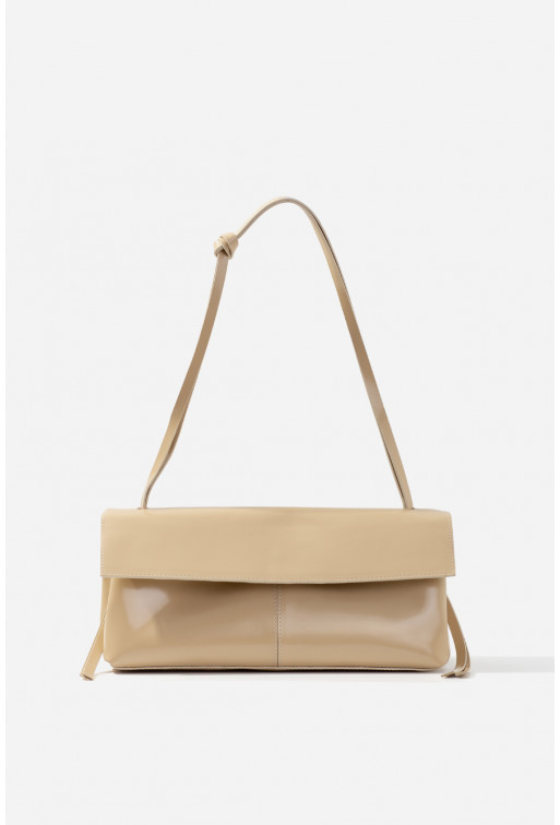 Rebecca light beige leather baguette bag