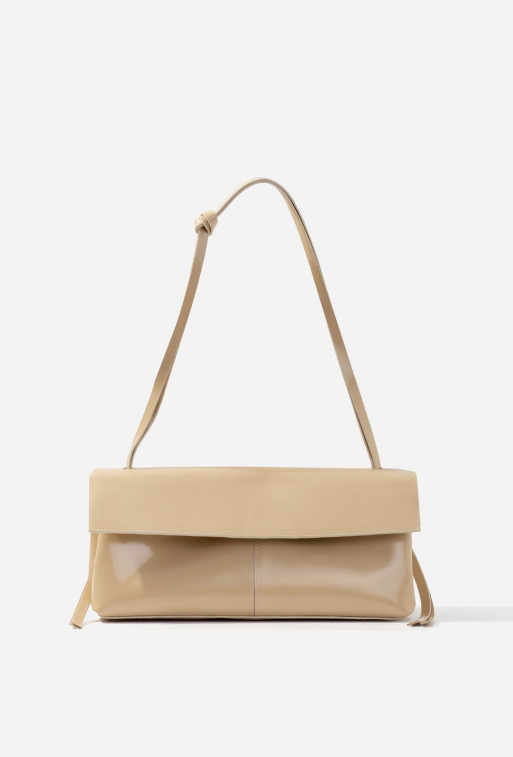 Rebecca light beige leather baguette bag