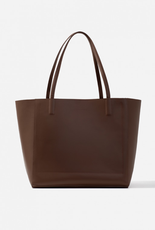 Sarah brown leather shopper bag /gold/