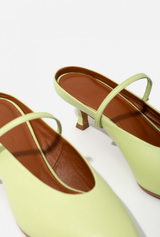 Rachel lime leather mules