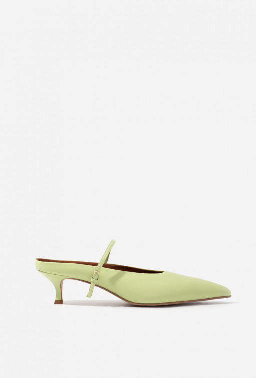 Rachel lime leather mules