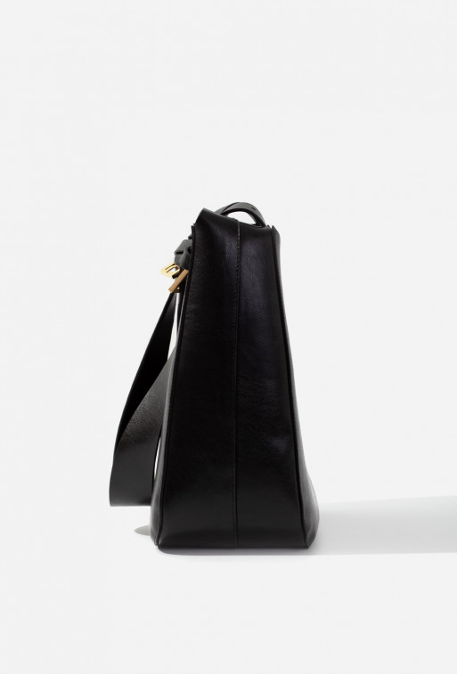 Tasha mini balck leather hobo-bag
