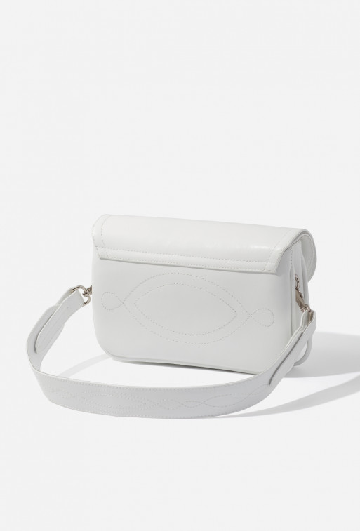 Saddle bag 2 white leather crossbody /silver/