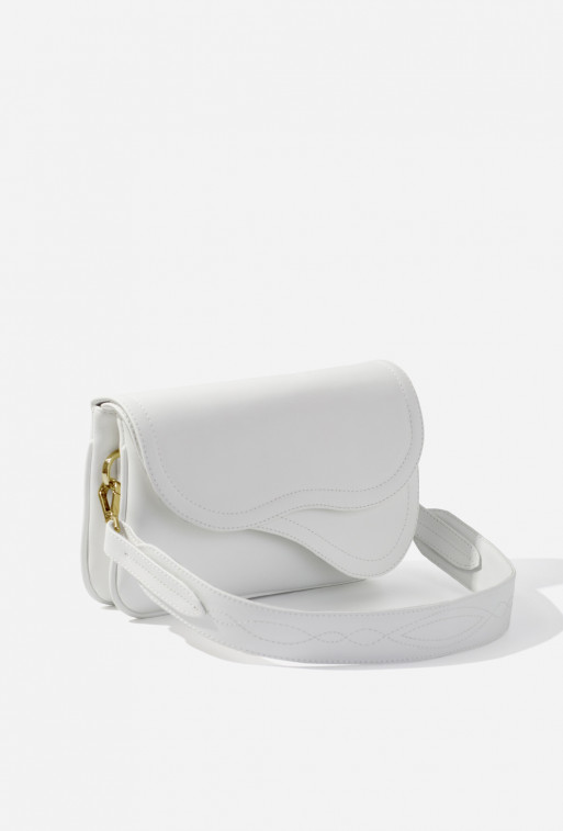 Saddle bag 2 white leather crossbody /gold/