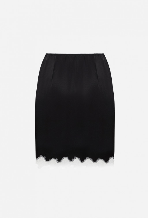 Satin black skirt with lace