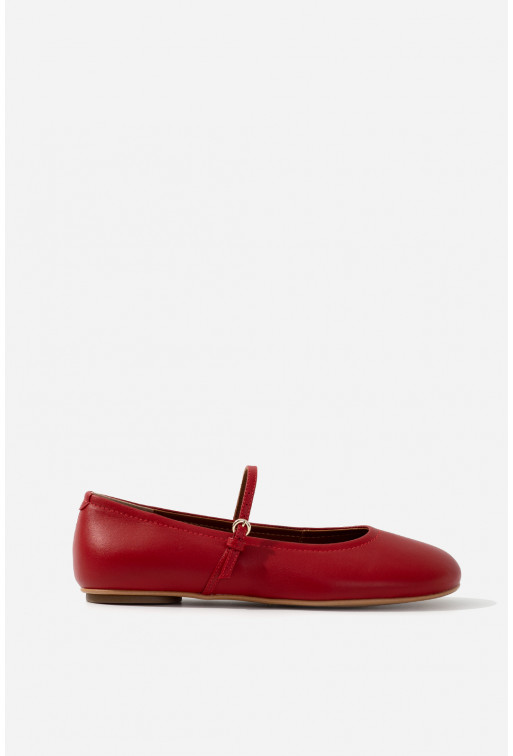 Ashley red leather ballet flats
