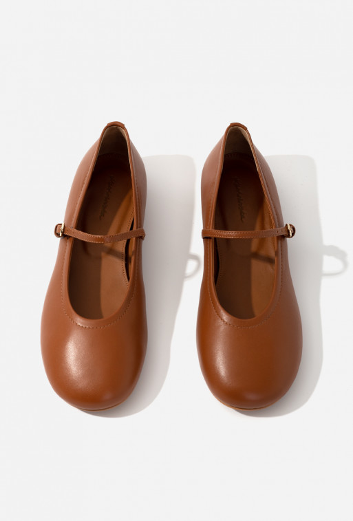Ashley brown leather ballet flats