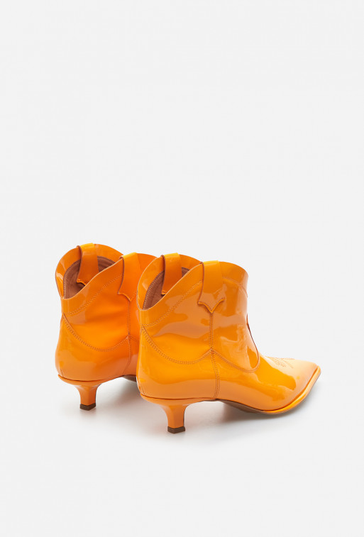 Cherilyn orange patent cowboy boots