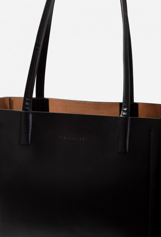 Sarah dark brown leather shopper bag /gold/