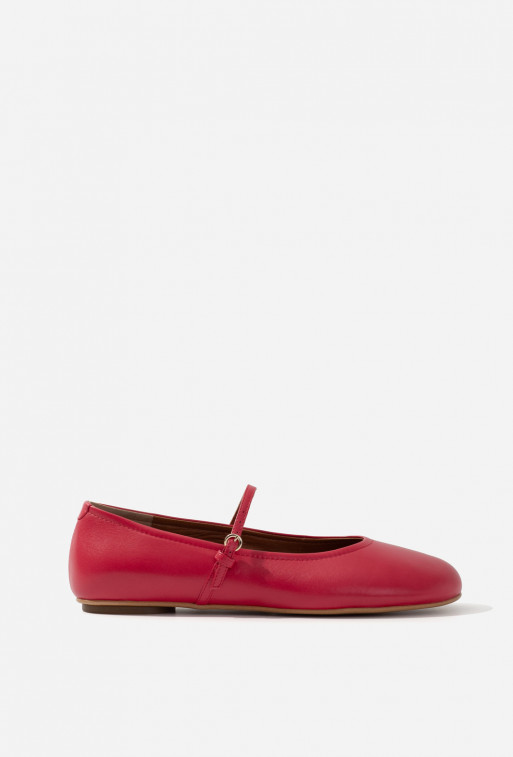 Ashley red leather ballet flats