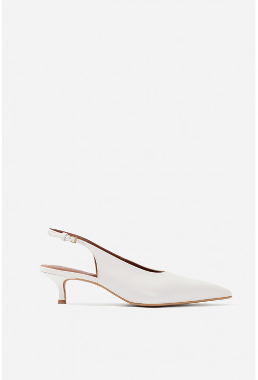 Darcy white patent leather slingback shoes