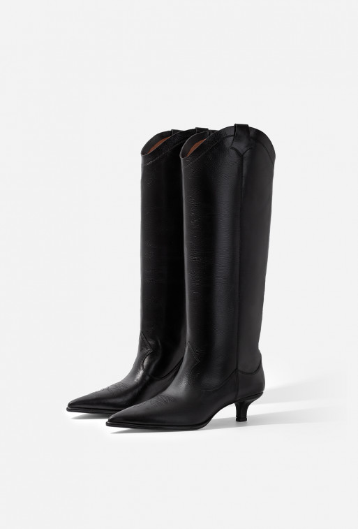 Katrin black leather boots