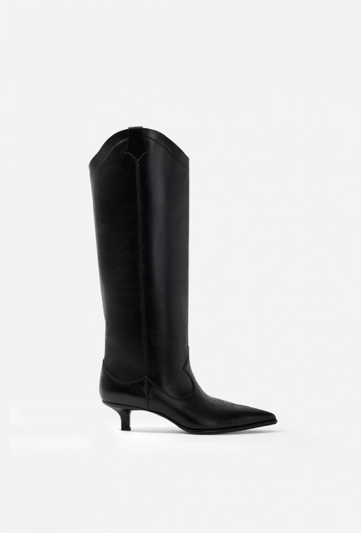Katrin black leather boots